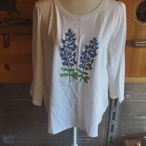 Floral Embroidered White Tee